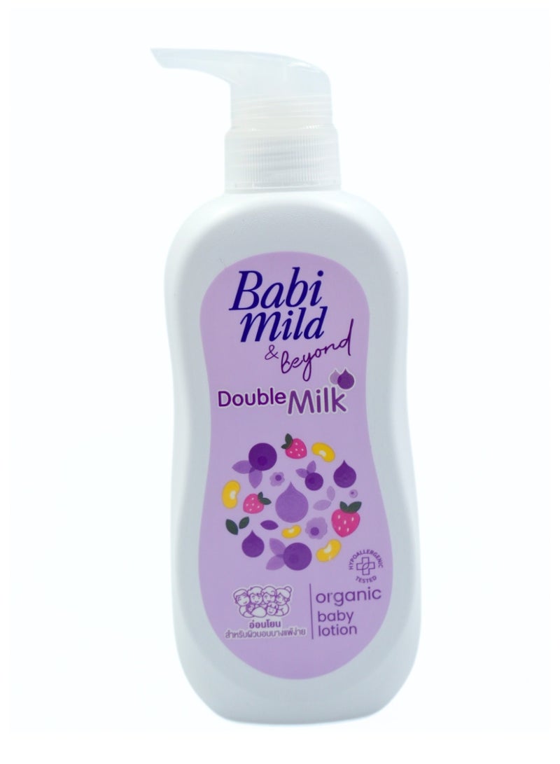 Babi Mild & Beyond Double Milk Organic Baby Lotion – Gentle Touch Deep Moisturizing Care for Soft & Nourished Baby Skin (0+ Months)350ml